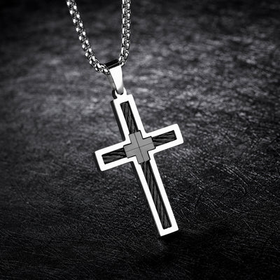 Collar para Hombre con Cruz de Acero de Titanio - Image 2