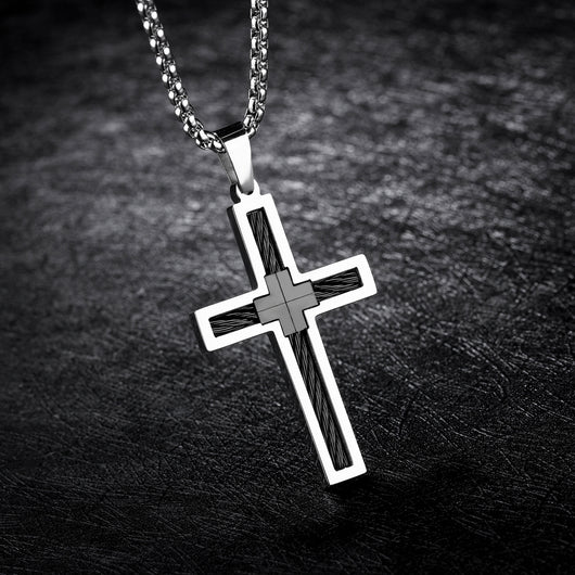 Collar para Hombre con Cruz de Acero de Titanio - Image 2
