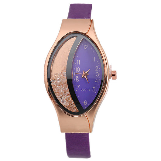 Reloj de Mujer Forma Ojo Cuarzo con Correa Quicksand y Perlas Giratorias - Image 9
