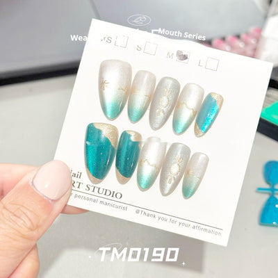 Lentes de Gato Pattern Eye 190 Celadon con Detalles Dorados - Tendencia Viral
