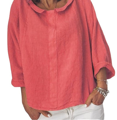 Playera Cuello Redondo Manga Corta en Algodón y Lino - Image 7