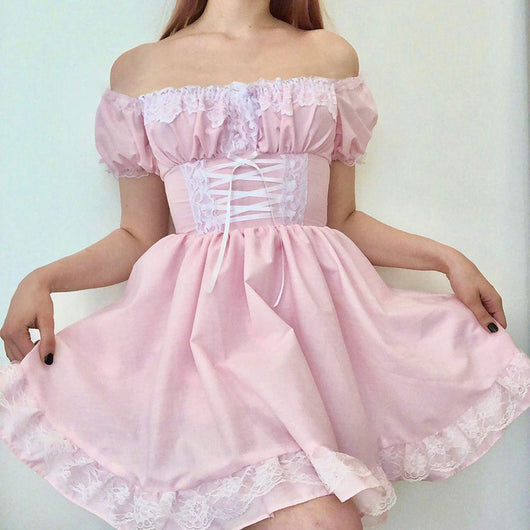 Vestido Blanco con Panel de Encaje y Cintura Anudada - Image 4
