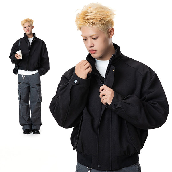 Chaqueta Raglan Casual con Cuello Alzado