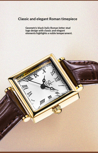 Reloj Elegante Cuadrado Retro para Mujer con Correa de Cuero - Image 12