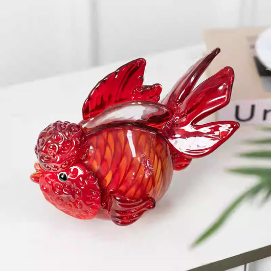 Mueble TV Entrada Cristal Rojo con Adornos Peces Dorados - Image 9