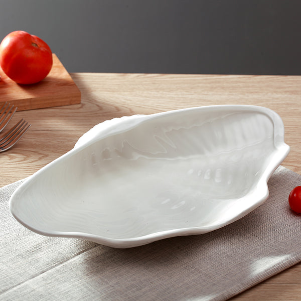 Plato Occidental de Cerámica Blanca Pura con Diseño Concha Personalizado