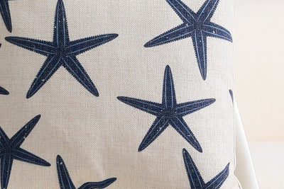 Funda de Cojín Azul Mediterráneo con Diseño Geométrico en Algodón y Lino - Image 8
