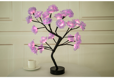 Lámpara LED Flor de Rosa con Árbol Bonsái - Luz Nocturna USB Recargable para Decoración - Image 18