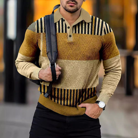 Camisa Casual con Estampado Digital y Cuello Solapa para Hombre - Image 4