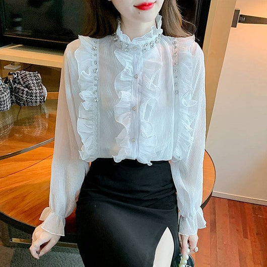 Blusa de Gasa Elegante con Borde Texturizado - Diseño Puro y Sofisticado - Image 5