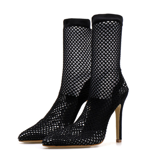 Zapatos de Tacón Alto Sexy Talla Grande con Malla Calada - Image 9