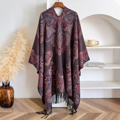 Chal Cardigan Mujer con Flecos Jacquard Cashew - Image 17