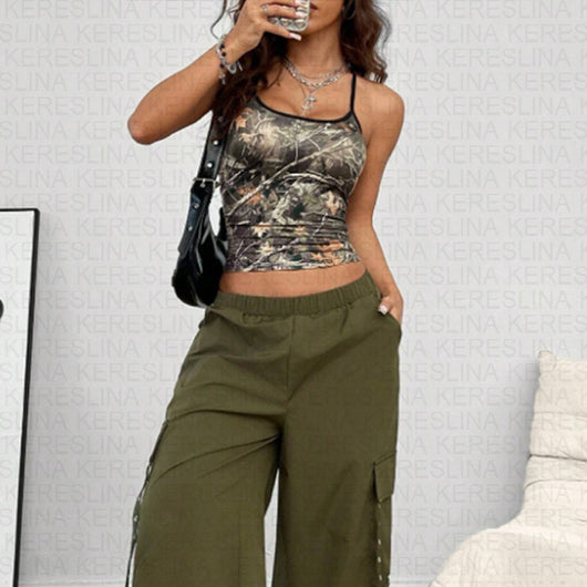 Blusa Corta Estampado Camuflaje Primavera Verano - Image 13