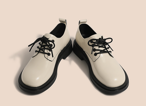 Zapatos de Cuero para Mujer con Cordones y Suela Plana - Versátiles y Cómodos