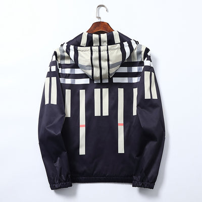 Chaqueta Trench Casual de Hombre con Estampado a Rayas - Image 10