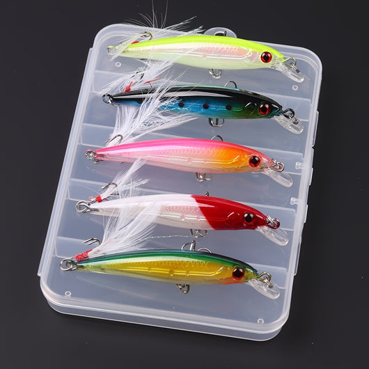 Set de 5 Señuelos Imitación Pez 9 cm - Caja Completa