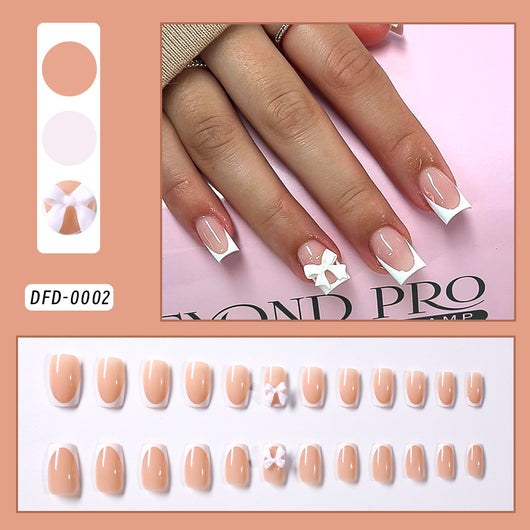 Calcomanías de Uñas Blancas con Moño Elegante - Image 7