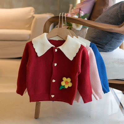 Cardigan Infantil con Cuello de Solapa y Flores - Image 6