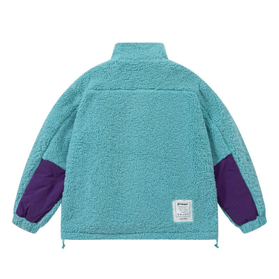Abrigo de Polar Berber Patchwork Contraste de Colores para Hombre - Image 20