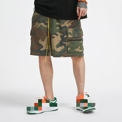 Shorts Cargo Camuflaje Vintage con Cierre - Estilo Casual Moderno para Hombre - Image 6