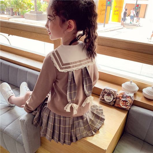 Sudadera y Falda Corta Estilo Universitario Coreano para Niña - Image 19