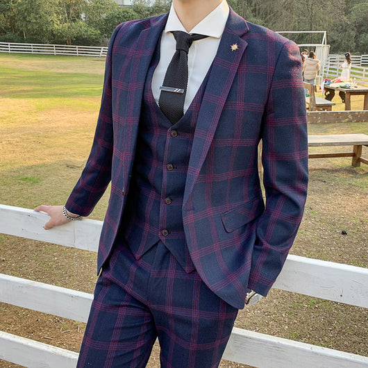 Traje Slim Fit 3 Piezas Fusión Coreana y Británica para Hombre - Image 7