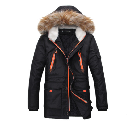 Abrigo Parka de Invierno para Hombre con Forro de Terciopelo y Cuello de Pelo Ancho