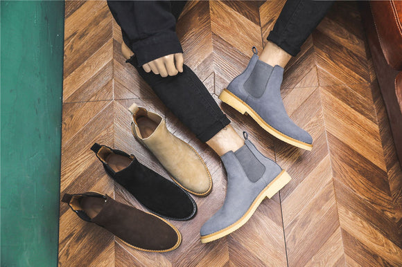 Botas Martin Cortas de Cuero Gamuza para Hombre - Estilo Británico