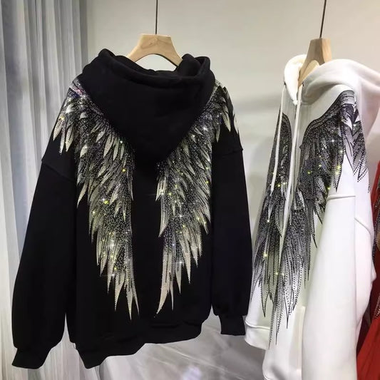 Abrigo Sudadera Acolchado de Lujo con Bordado Pesado y Detalles Brillantes