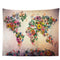 Tapiz de Pared Mapa Mundi Acuarela - Decoración de Algodón y Lino