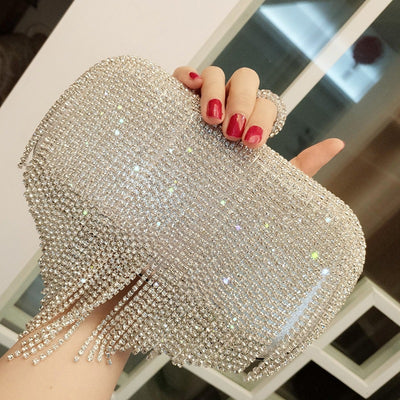 Bolso de Noche Diamante con Flecos para Novia y Eventos - Image 6
