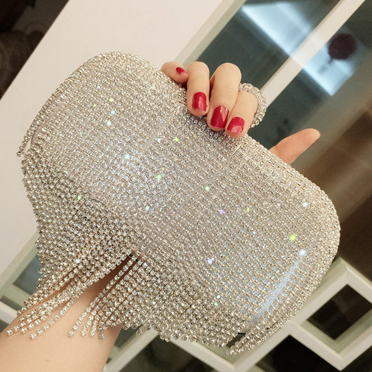 Bolso de Noche Diamante con Flecos para Novia y Eventos - Image 6