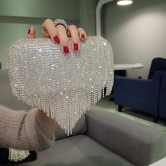 Bolso de Noche Diamante con Flecos para Novia y Eventos