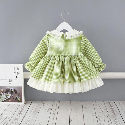 Vestido Infantil Estilo Pastoral de Manga Larga Princesa