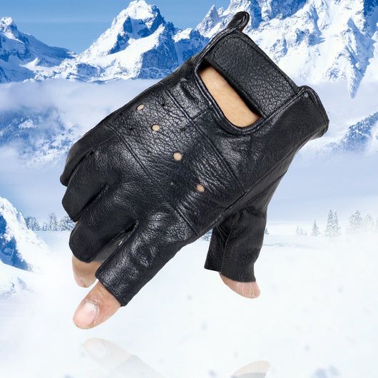 Guantes de Cuero Medio Dedo