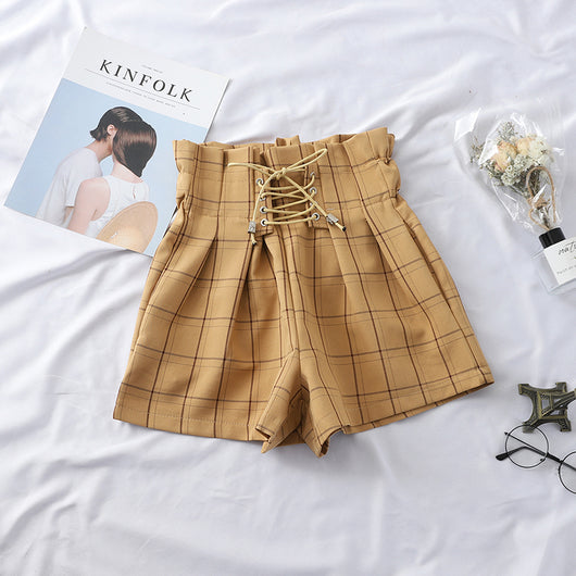 Shorts de Cintura Alta Tartán con Tirantes Floral - Image 13