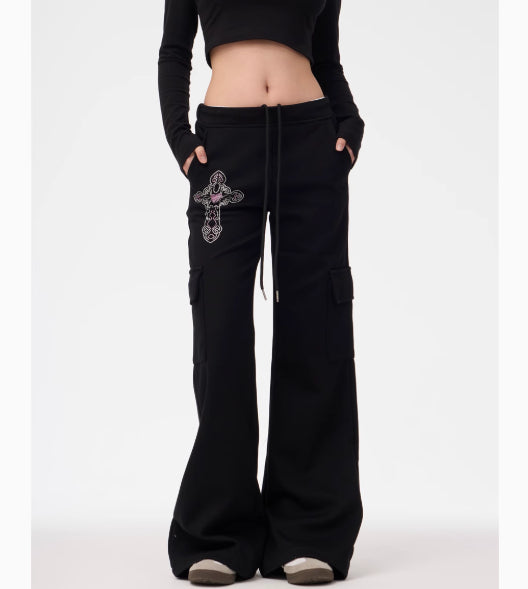 Pantalones de Pierna Ancha Gris para Mujer - Comodidad Deportiva - Image 9