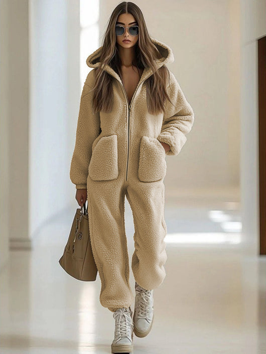 Jumpsuit Holgado de Felpa con Capucha y Bolsillos - Image 11