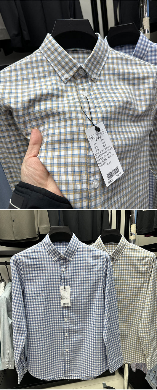 Camisa Casual de Cuadros en Algodón Puro para Primavera y Otoño - Image 11