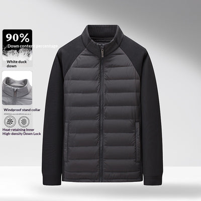 Chaqueta Acolchada de Plumón Ligera y Cálida con Cuello Alzado y Parches - Image 7