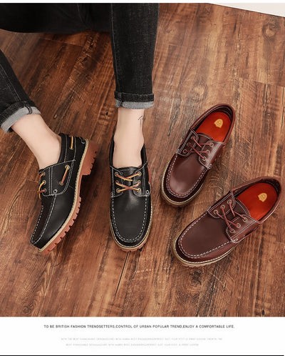 Zapatos Casuales Británicos de Cuero Genuino para Hombre - Diseño Clásico Bajo - Image 9