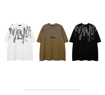 Camiseta Hombre Estilo Retro Americano con Estampado Graffiti - Image 15