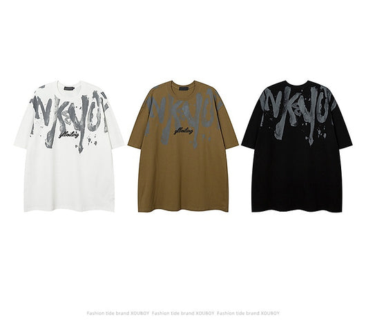 Camiseta Hombre Estilo Retro Americano con Estampado Graffiti - Image 15