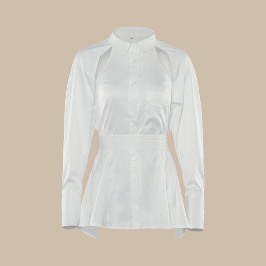 Camisa Blanca Ajustada de Manga Larga con Cintura Definida - Image 12