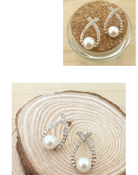 Aretes de Perla con Destello Cruzado - Image 4