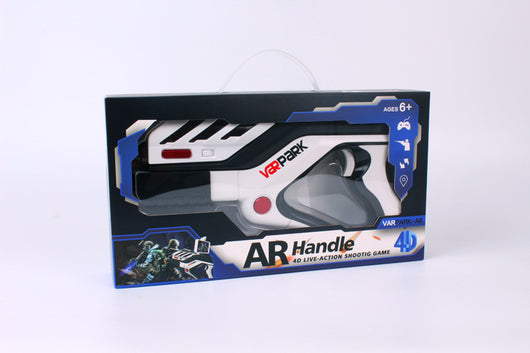 White and black AR somatosensory gamepad with a smartphone mounted, displaying an augmented reality game. - Image 4