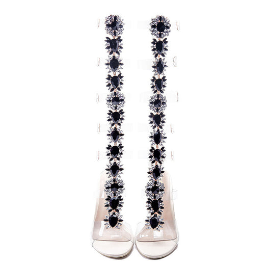 Botas Tacón Transparente con Cristales Brillantes - Image 7