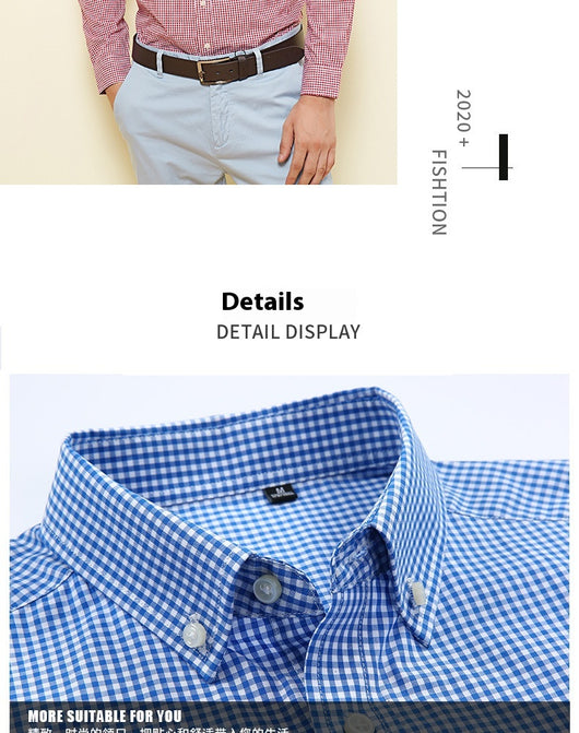 Camisa Casual de Algodón a Cuadros para Hombre - Manga Larga Transpirable Otoño - Image 11