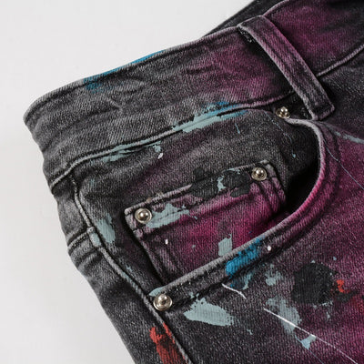 Jeans Rotos para Hombre con Diseño Splash de Tinta y Graffiti - Image 11