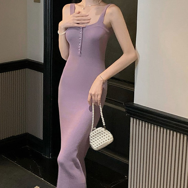 Conjunto de Dos Piezas: Cardigan Tejido Morado con Falda Envuelta